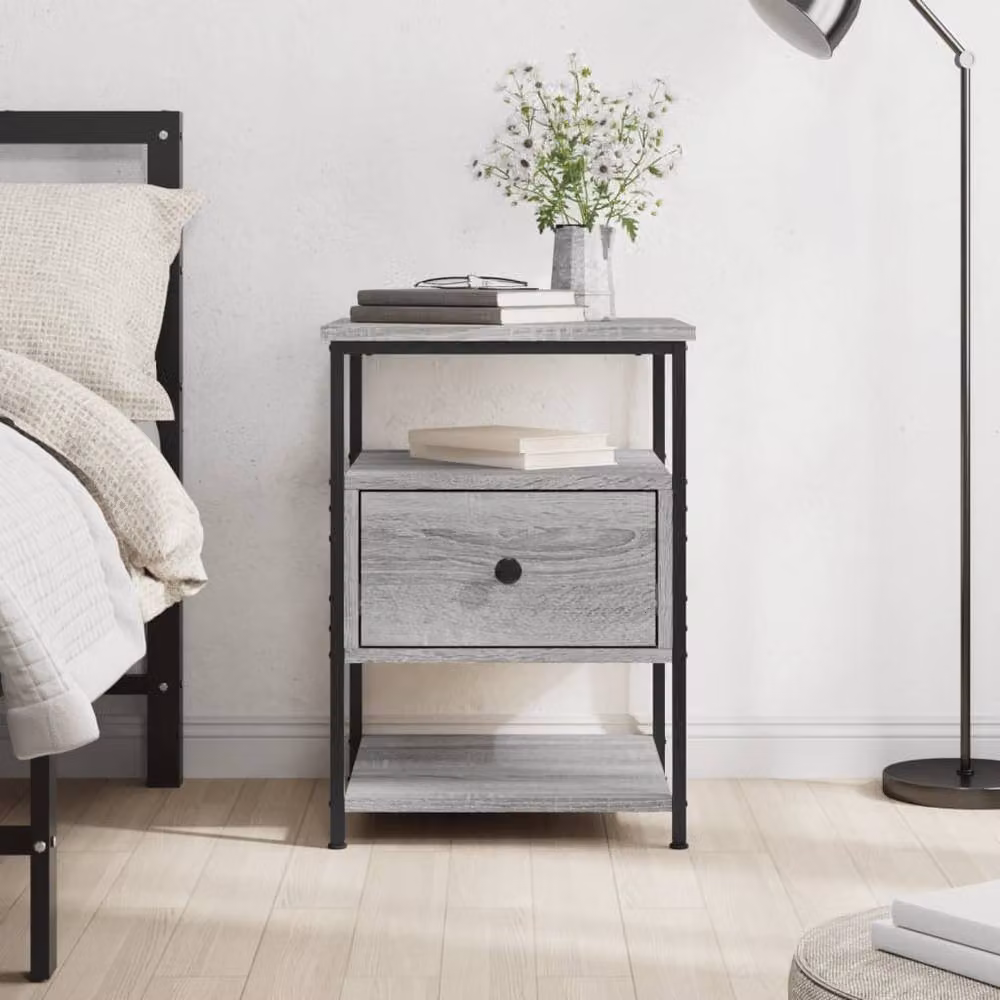 Berkfield Home Durable Bedside Cabinet in Grey Sonoma, W/D/H: 40 x 42 x 56 cm – 2