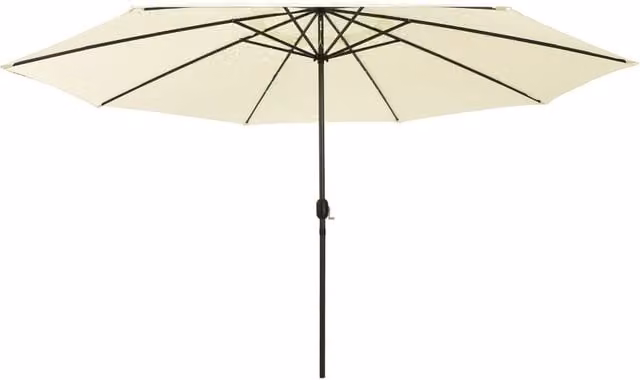 Berkfield Home Outdoor Parasol with LED Lights and Metal Pole, Beige Sand, 400 cm