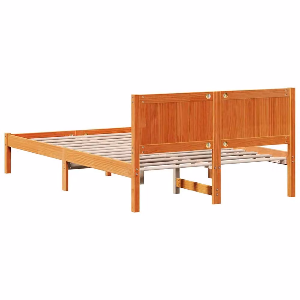 Berkfield Home Wax Brown Solid Pine Wood Bed Frame W/D/H: 120 x 200 cm – 3