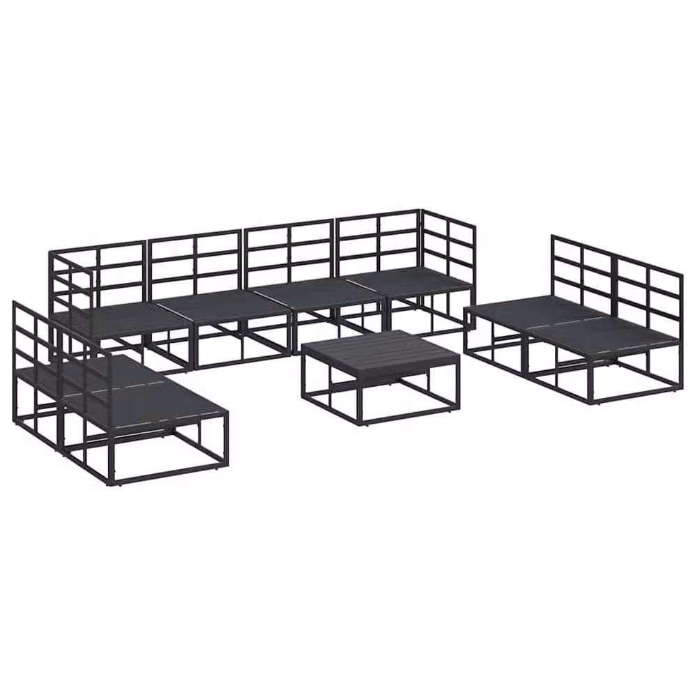 Berkfield Home 9 Piece Modern Garden Sofa Set in Black with Powder Coated Aluminium Frame and Removable Upholstered Cushions, W/D/H: 70 x 70 x 32 cm – 4