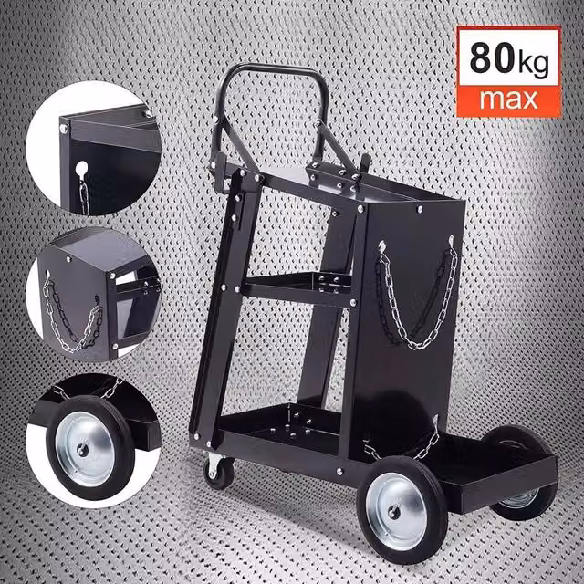 EONLION 3 Tier Rollable Welding Cart Trolley in Black