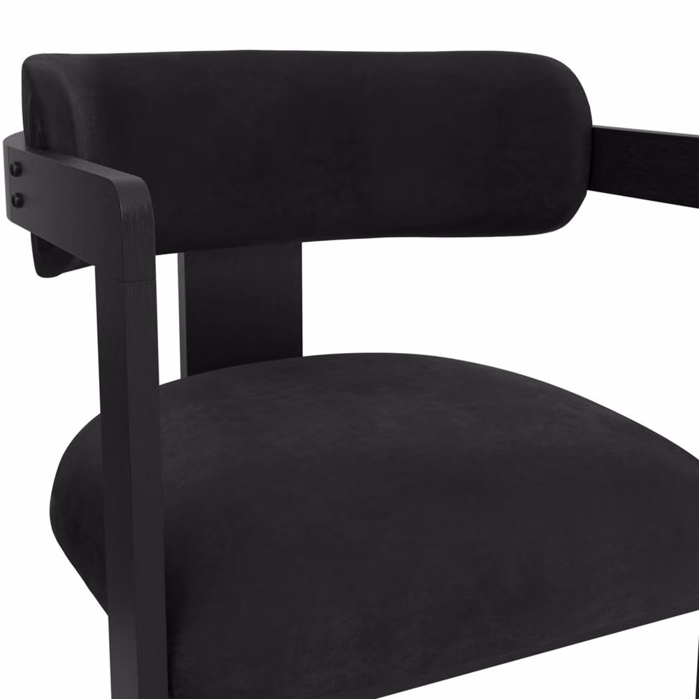 Wyld Haus Thurles Black Velvet Upholstered Dining Chair with Armrests – 3