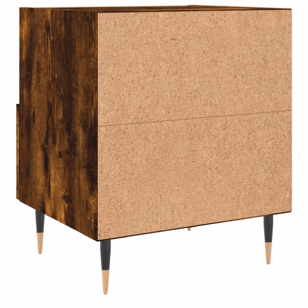 Berkfield Home Set of 2 Smoked Oak Bedside Cabinets in Brown, W/D/H: 40 x 35 x 47.5 cm – 6