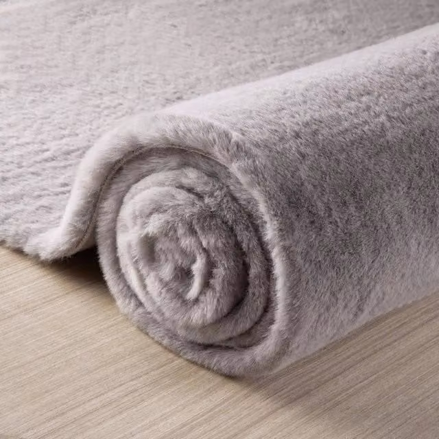 SPETLEK Grey Shaggy Round Rug, Diameter: 100 cm – 1