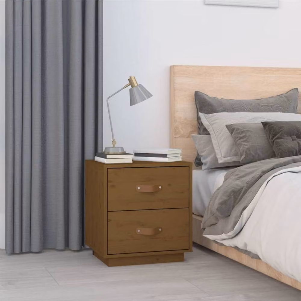 Berkfield Home Rustic Honey Brown Solid Wood Pine Bedside Cabinet W/D/H: 40 x 34 x 45 cm – 2