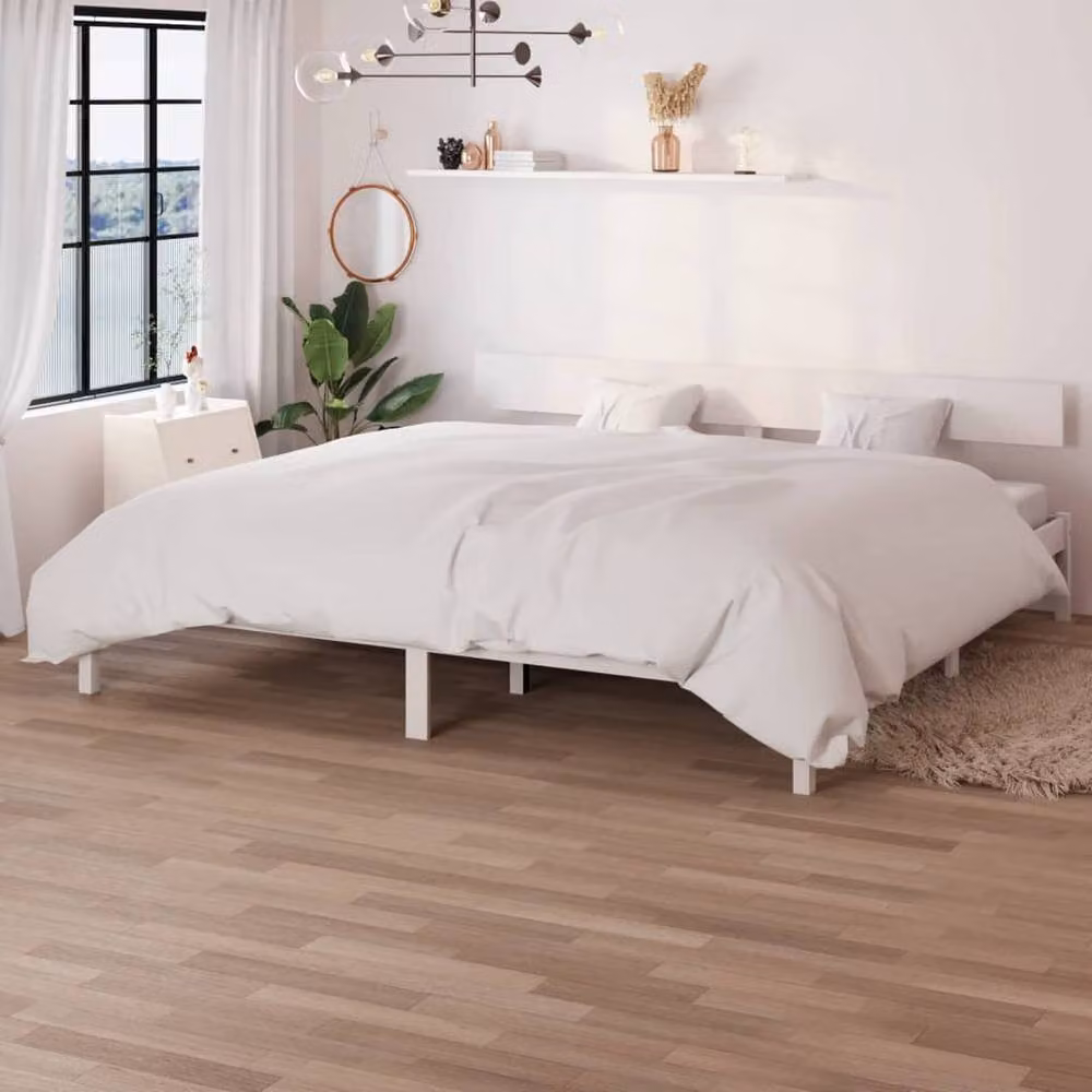 Berkfield Home Modern Super King Size Bed Frame in White Solid Pine Wood, W/D/H: 180 x 200 x 185.5 cm – 2