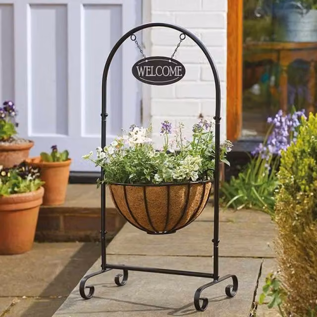 Garden Mile Black Metal Welcome Planter Tub, Diameter: 30.48 cm