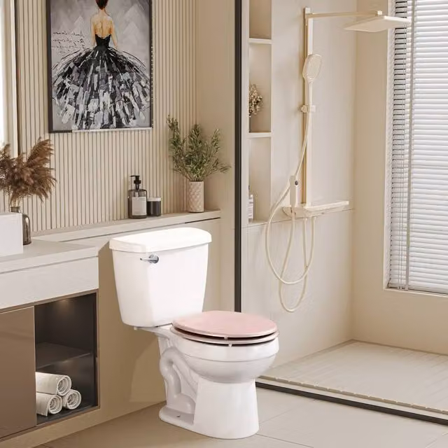 Spot On Dealz Rose Gold Glitter Coating MDF Oval Toilet Seat, W: 45.72 cm, D: 43.0 cm, H: 3.35 cm