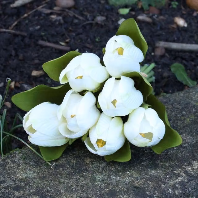 Kingsbury Gifts White Artificial Silk Tulip Bunch, Height: 29 cm