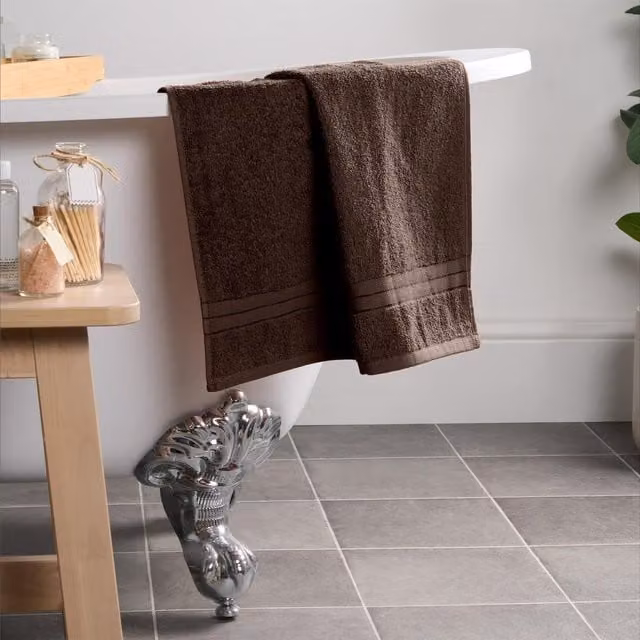 OHS Luxury Fluffy Cotton Hand Towel in Brown