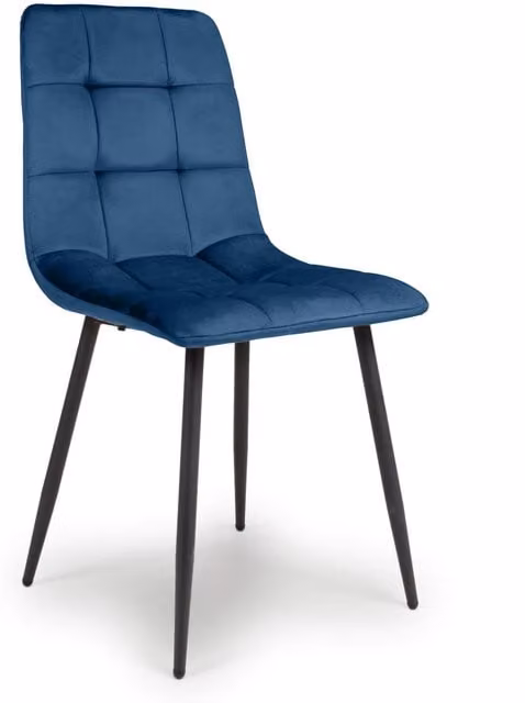 Shankar Modern Blue Velvet Dining Chairs with Black Metal Legs