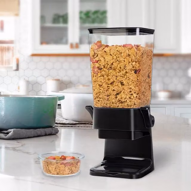 Livingandhome Airtight Cereal and Nut Storage Container Dispenser in Black