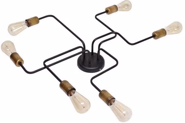 Netlighting Tube Multi Arm Semi Flush Ceiling Light in Black Patina, W: 75 cm