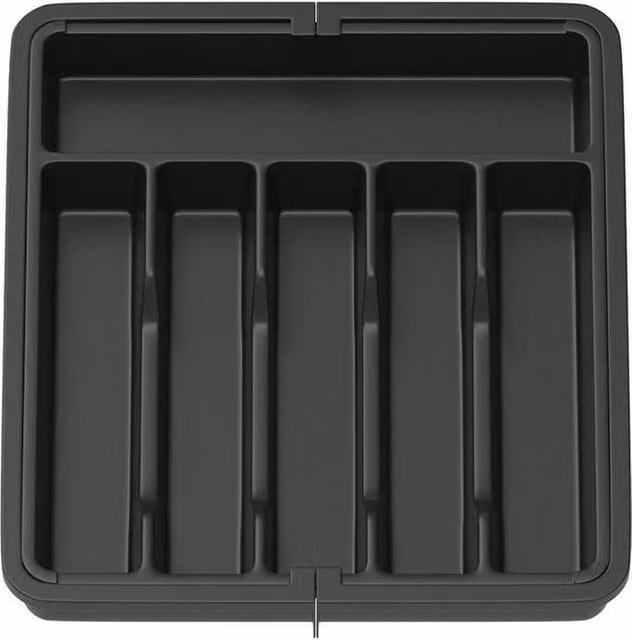 FORGEVIO Plastic Expandable Cutlery Tray Organiser in Black – 1