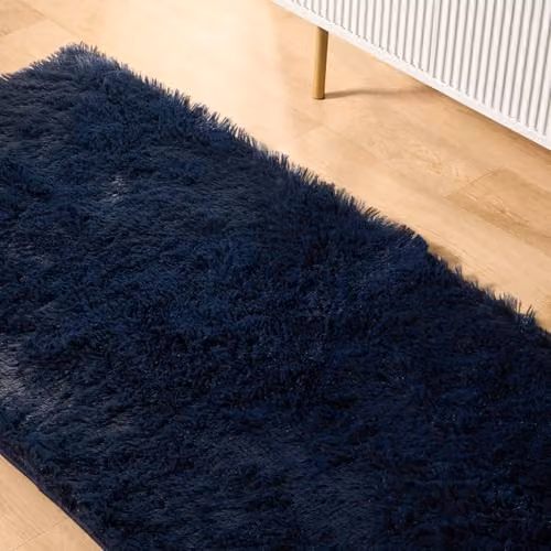OHS Soft Fluffy Modern Runner Rug, Navy Blue, W/D/H: 60 x 150 x 1 cm – 3