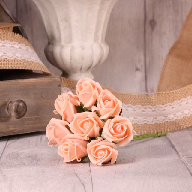 Kingsbury Gifts Bunch of 8 Pink Foam Tea Rose Buds for Wedding Floral Decor