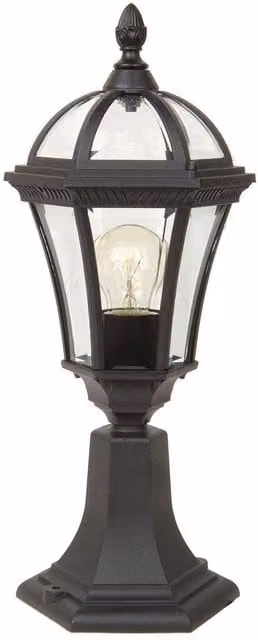 Netlighting Ledbury Black Outdoor Pedestal Lantern with Transparent Glass, IP44, E27