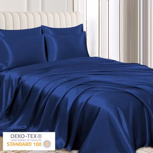 Pamposh Mako Satin Silk Pillowcases, 2 Pack, Blue, W/D/H: 50 x 75 cm, with Envelope Closure – 2