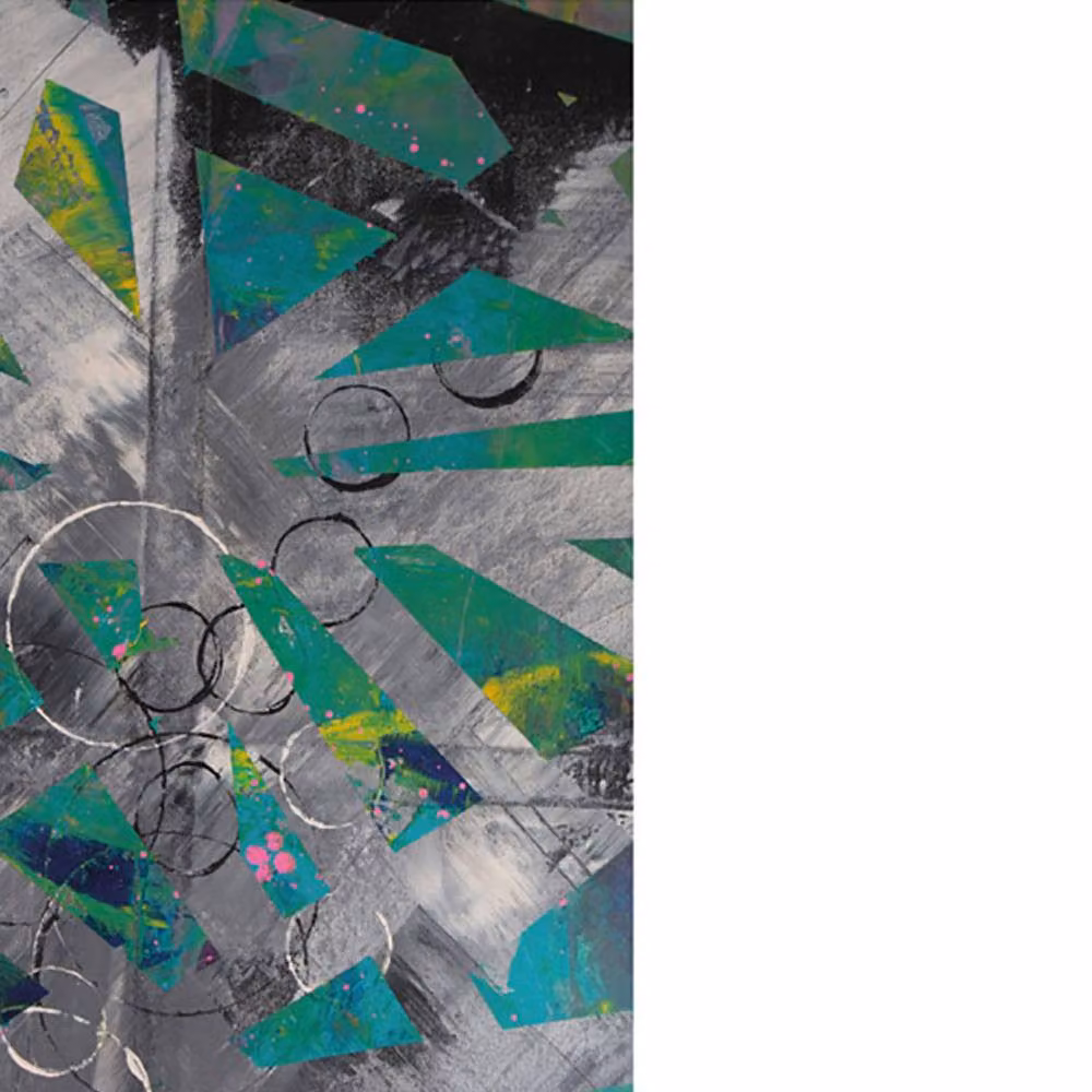 Anna Bernad Greens & Blacks Abstract Geometric Paper Poster in Black and Green – 2