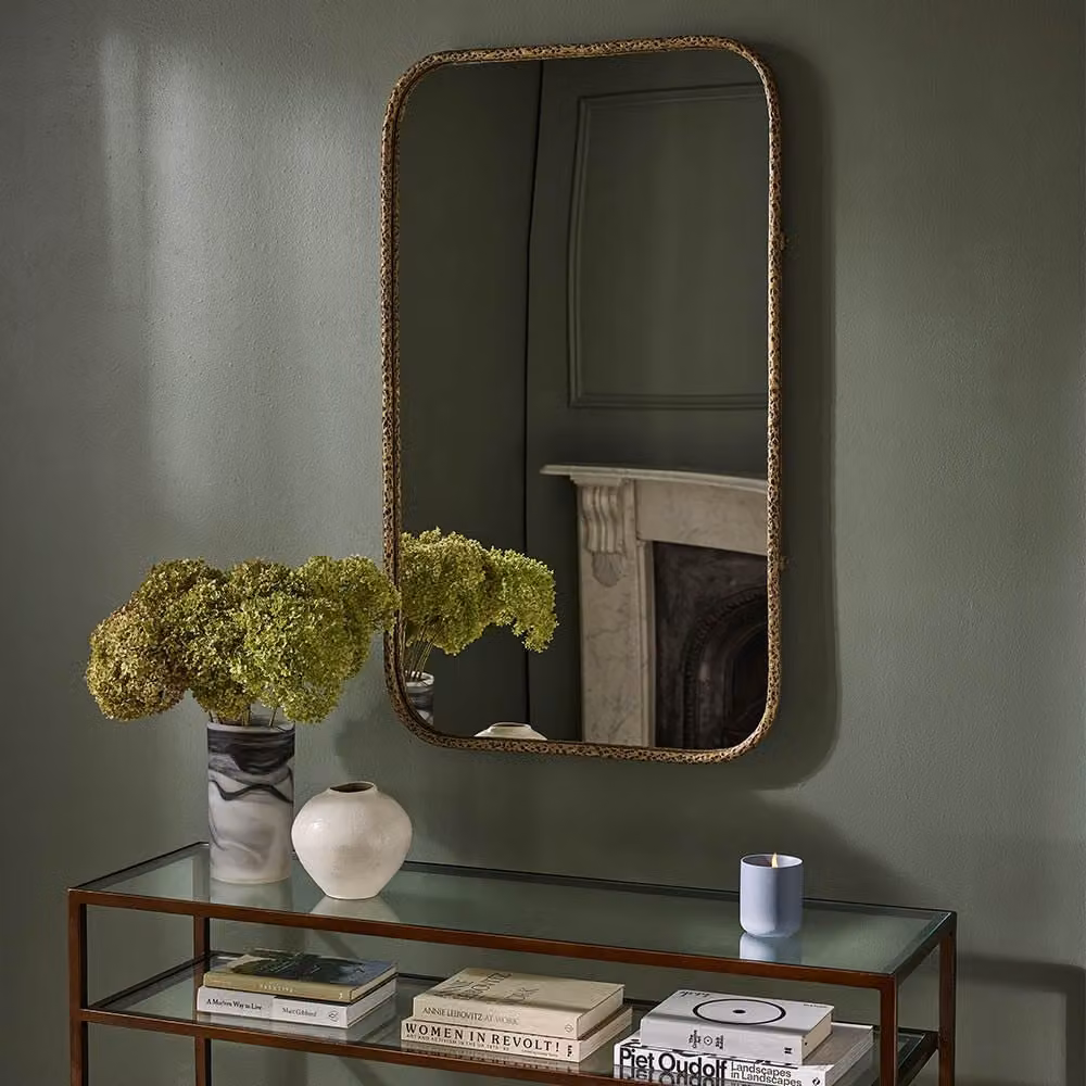 Atkin and Thyme York Rectangular Gold Metal Wall Mirror
