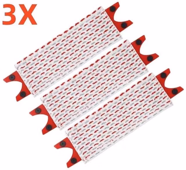 Kelvenix 3-Piece Red Microfiber Mop Replacement Head Refill Pads – 1