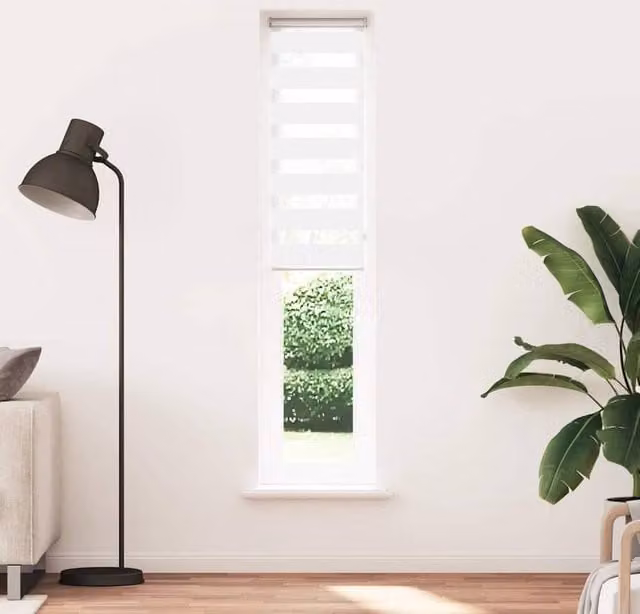 Berkfield Home White Polyester Zebra Blind W: 45 cm, H: 200 cm