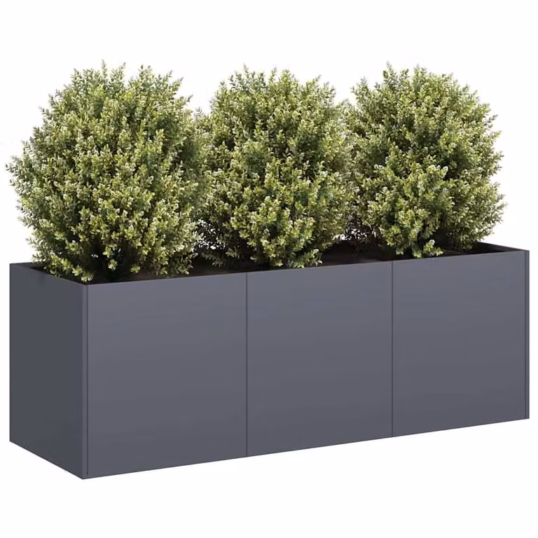 Berkfield Home Anthracite Steel Planter in Dark Grey, W/D/H: 120 x 40 x 40 cm