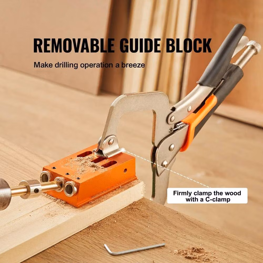 NESTLUNE Pocket Hole Jig Kit Joinery Woodworking System with Adjustable Depth, Orange – 5