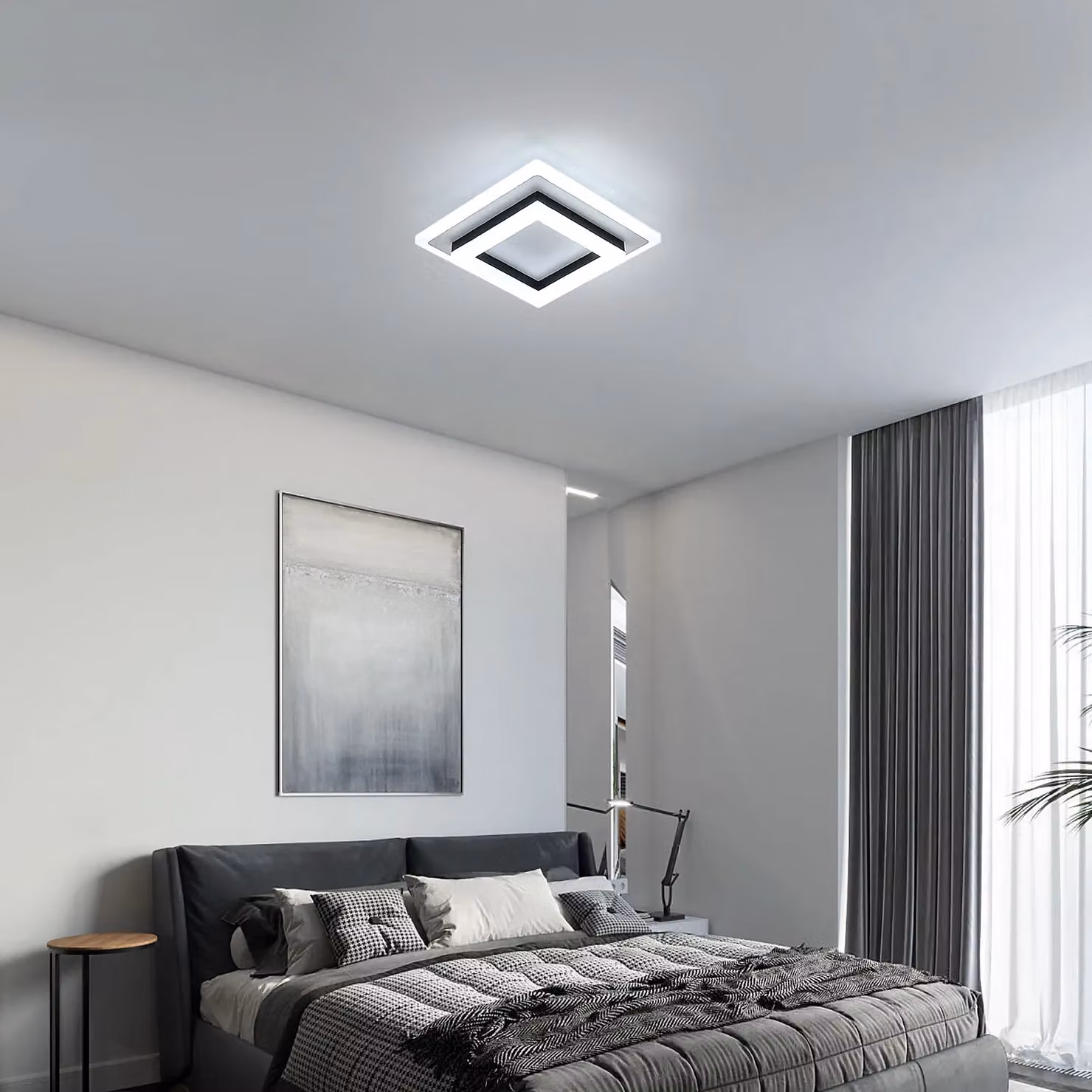 COMELY 24W Square LED Ceiling Light in Black with Cool White Light – 3