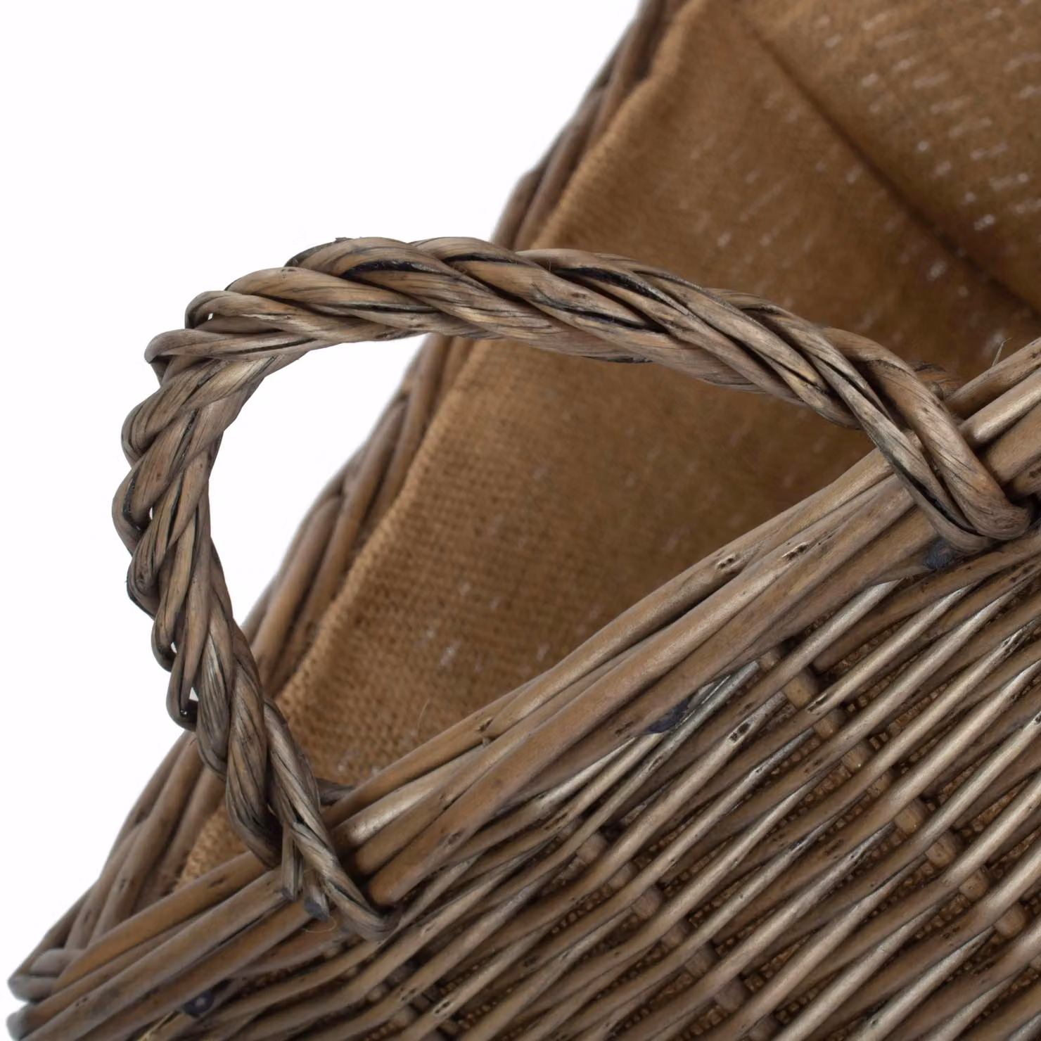 Red Hamper Antique Wash Rectangular Wicker Basket with Hessian Lining in Brown, Width: 37 cm – 3