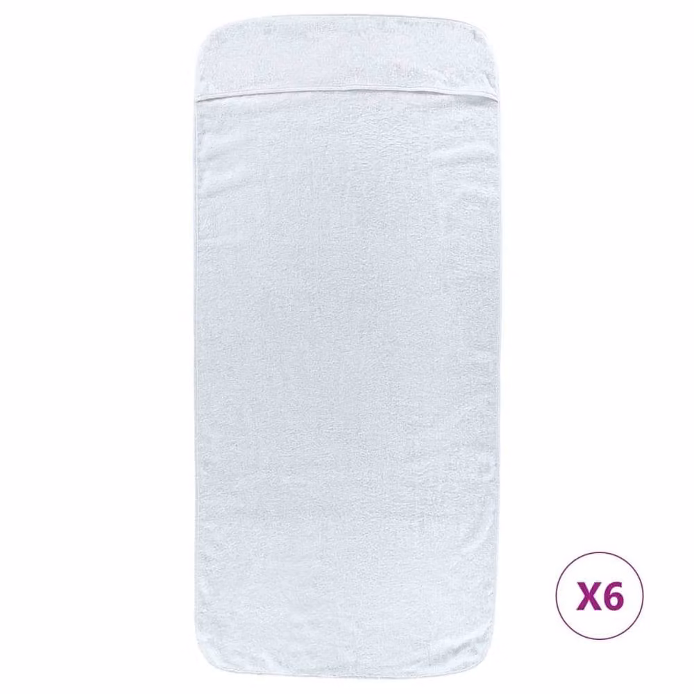 Berkfield Home 6-Piece White Quick-Drying Fluffy Terry Beach Towel Set, W: 60 cm, L: 135 cm, 400 GSM