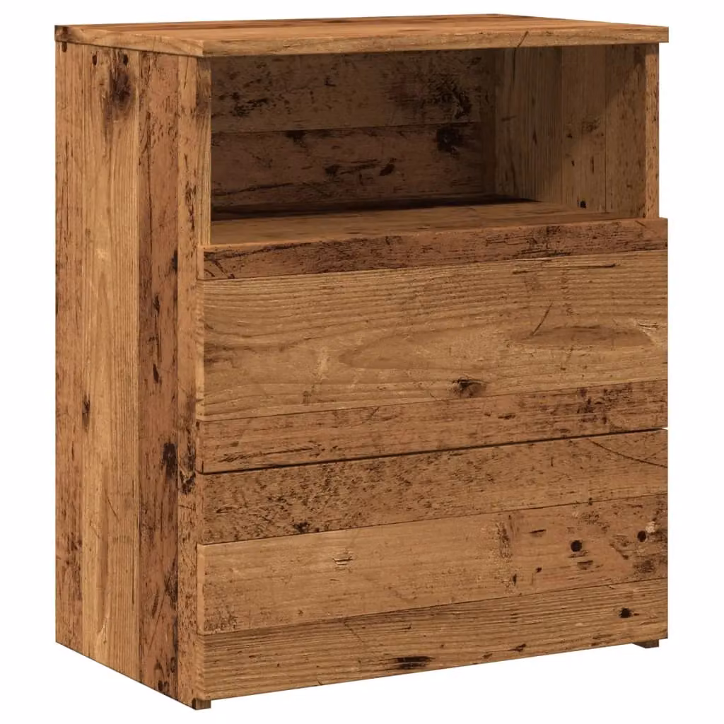 Berkfield Home Set of 2 Rustic Brown Bedside Cabinets in Old Wood, W/D/H: 50 x 32 x 60 cm – 3