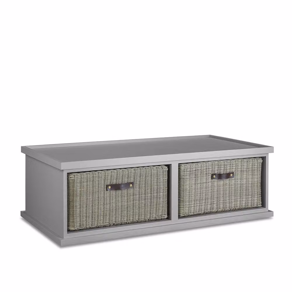 Statement Furniture Tetbury Double Washing Machine Pedestal and Dryer Stand with Baskets in Dove Grey, H41 x W126 x D65 cm – 3