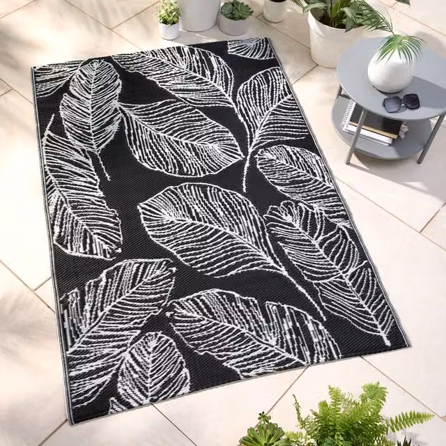 Fusion Matteo UV Resistant Floral Outdoor Rug in Black, W/D: 170 x 120 cm – 4
