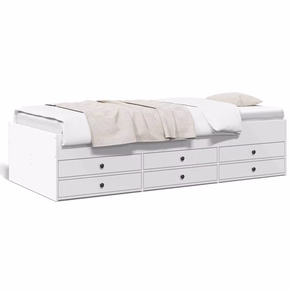 Berkfield Home Single Daybed with Drawers in White, W/D/H: 90 x 190 cm – 2