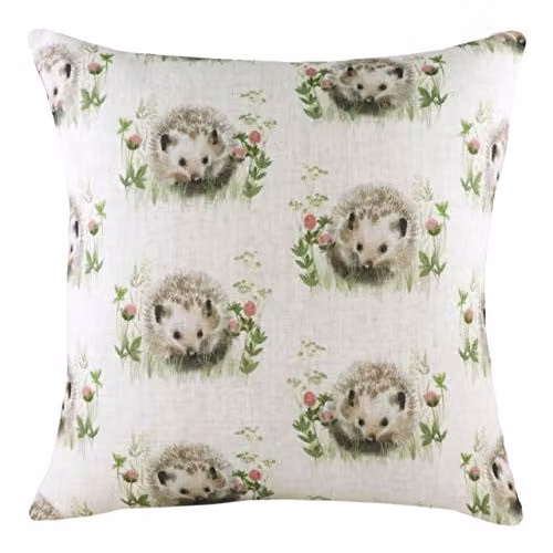 Evans Lichfield Hedgerow Hedgehog Multicolour Square Printed Cushion, W/D/H: 43 x 43 x 43 cm