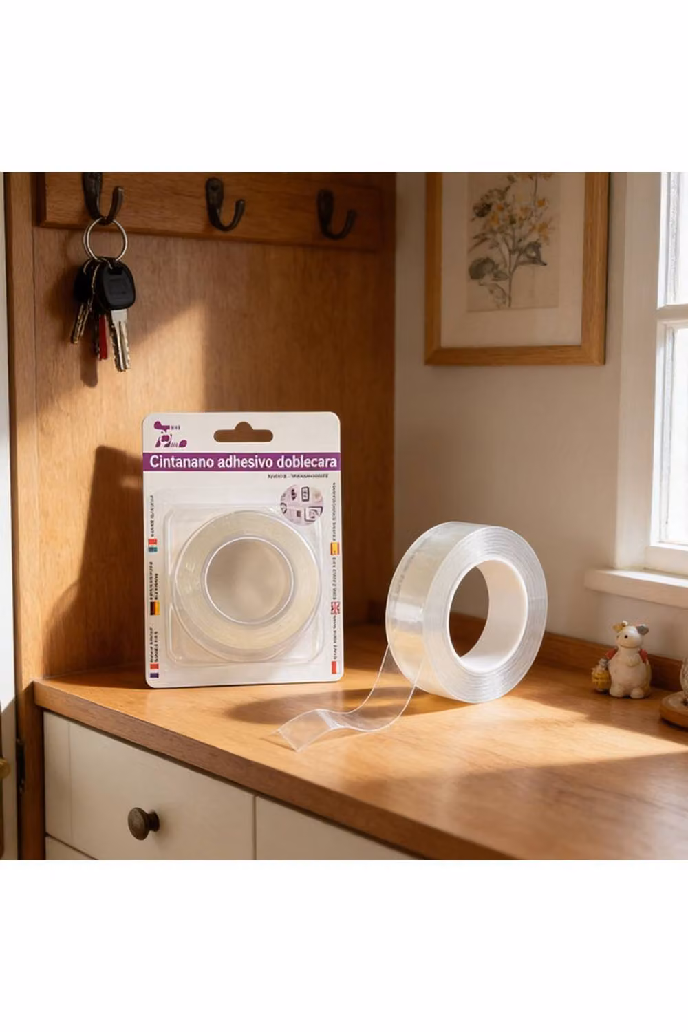 KDMD Reusable Waterproof Double Sided Clear Mounting Tape, Transparent, 1mm x 2m – 2