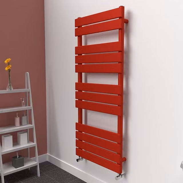 Lux Heat Flat Coloured Towel Radiator in Red, W: 50 cm, H: 120 cm