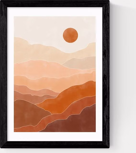 East End Prints Abstract Landscape Framed Art Print in Multicolour and Black