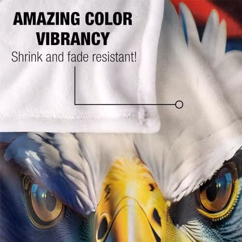 JQ Licensing James Piazza Red, White and Blue Eagle Silky Touch Super Soft Fleece Throw Blanket, W: 91 cm, D: 147 cm – 3