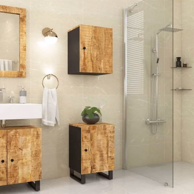 Berkfield Home Brown Mango Wood Bathroom Cabinet W/D/H: 38 x 33 x 58 cm