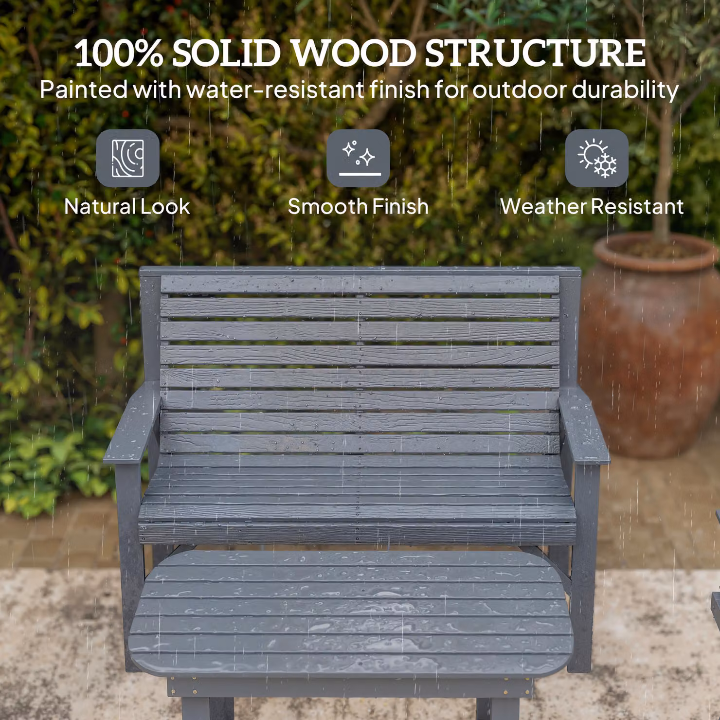 Outsunny 4 Piece Grey Wooden Garden Furniture Set with 2 Seater Sofa, 2 Armchairs and Coffee Table – 5