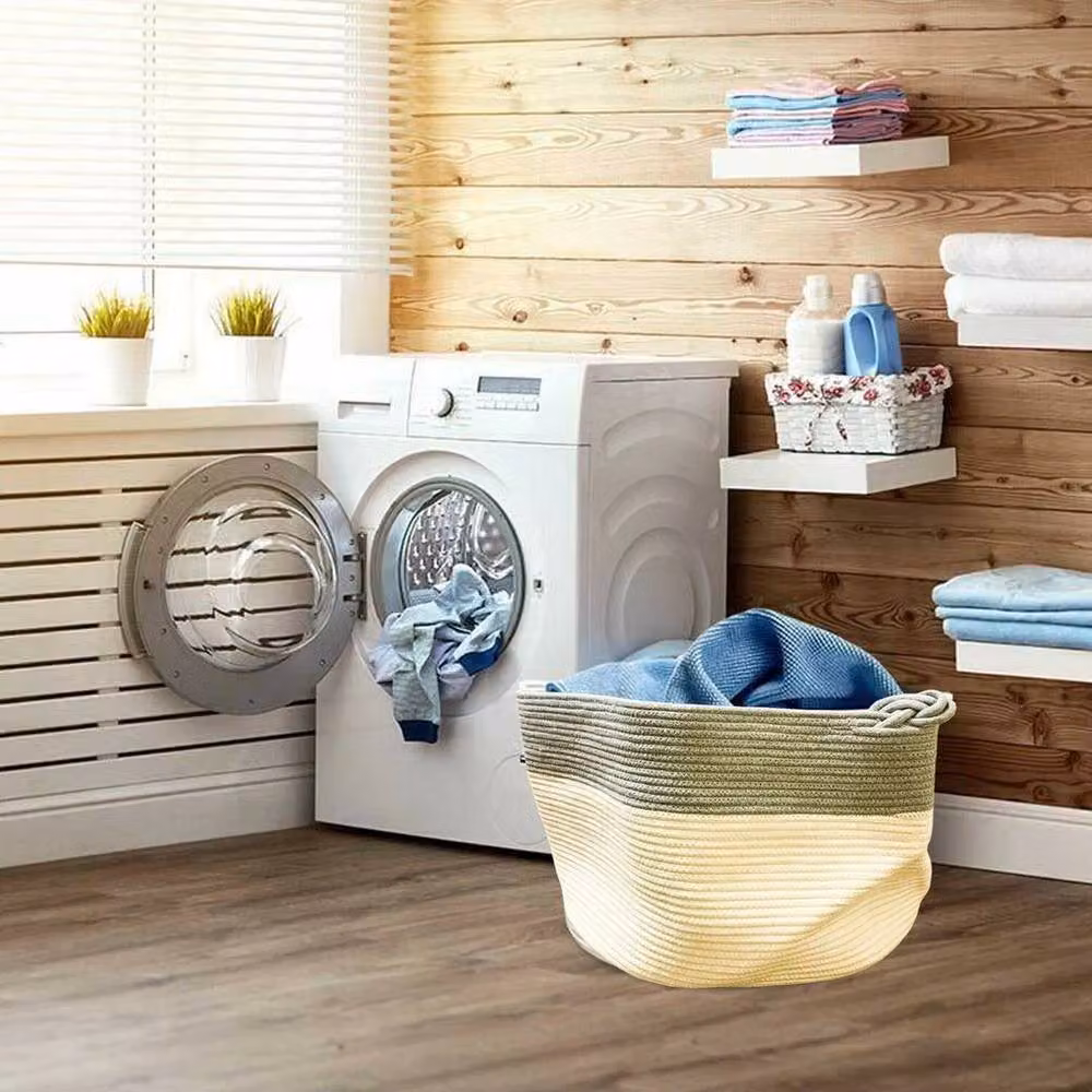 SPETLEK Collapsible Cotton Fabric Laundry Basket for Blankets and Toys in White – 5