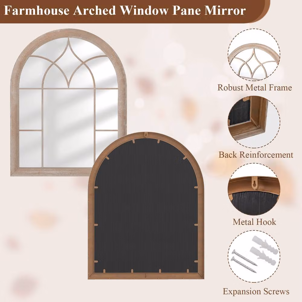 Costway Farmhouse Window Pane Decorative Wall Mounted Mirror in Grey – 6