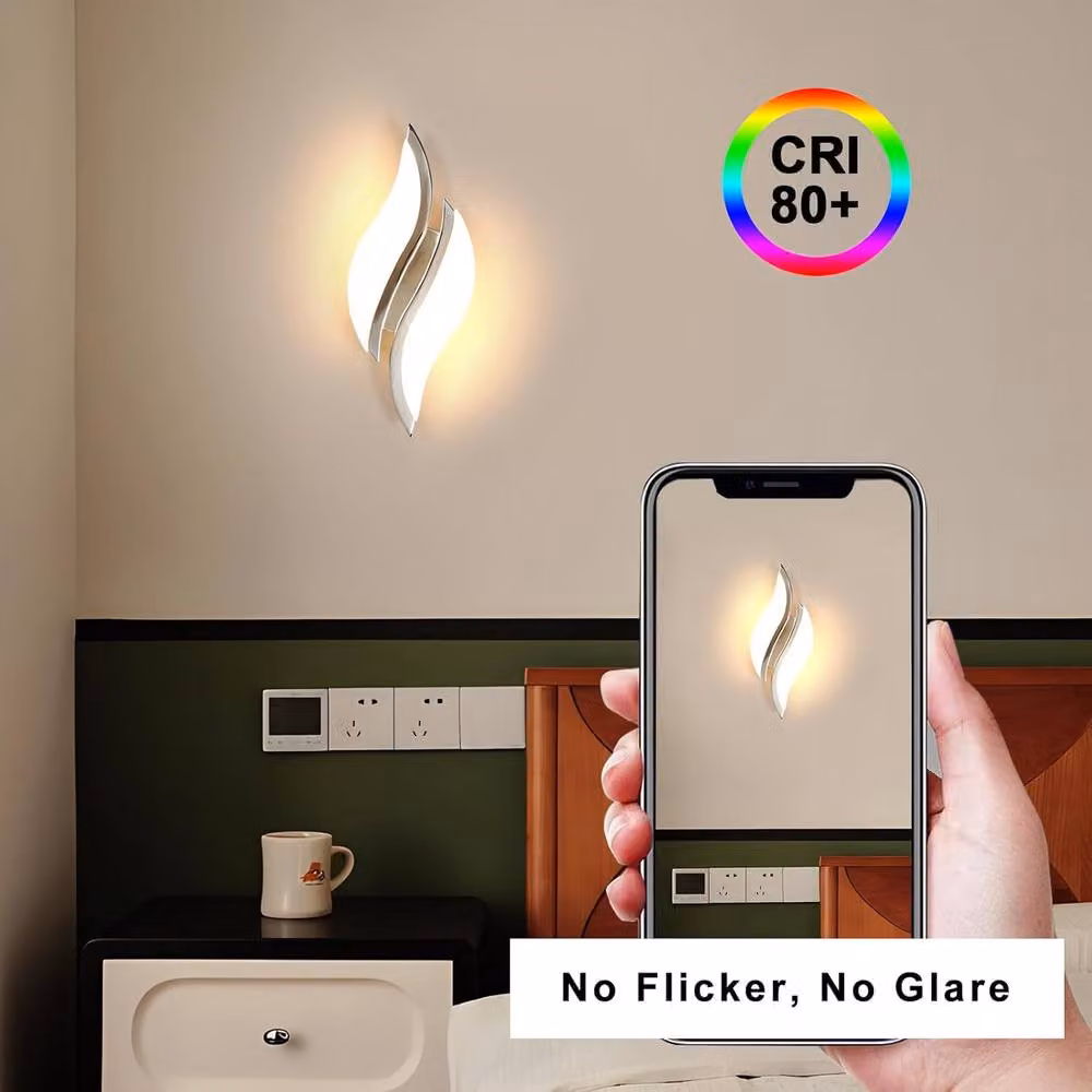 Goeco LED Interior Wall Light in Silver with Acrylic and Aluminium Finish, 12W, Warm White 3000K – 3