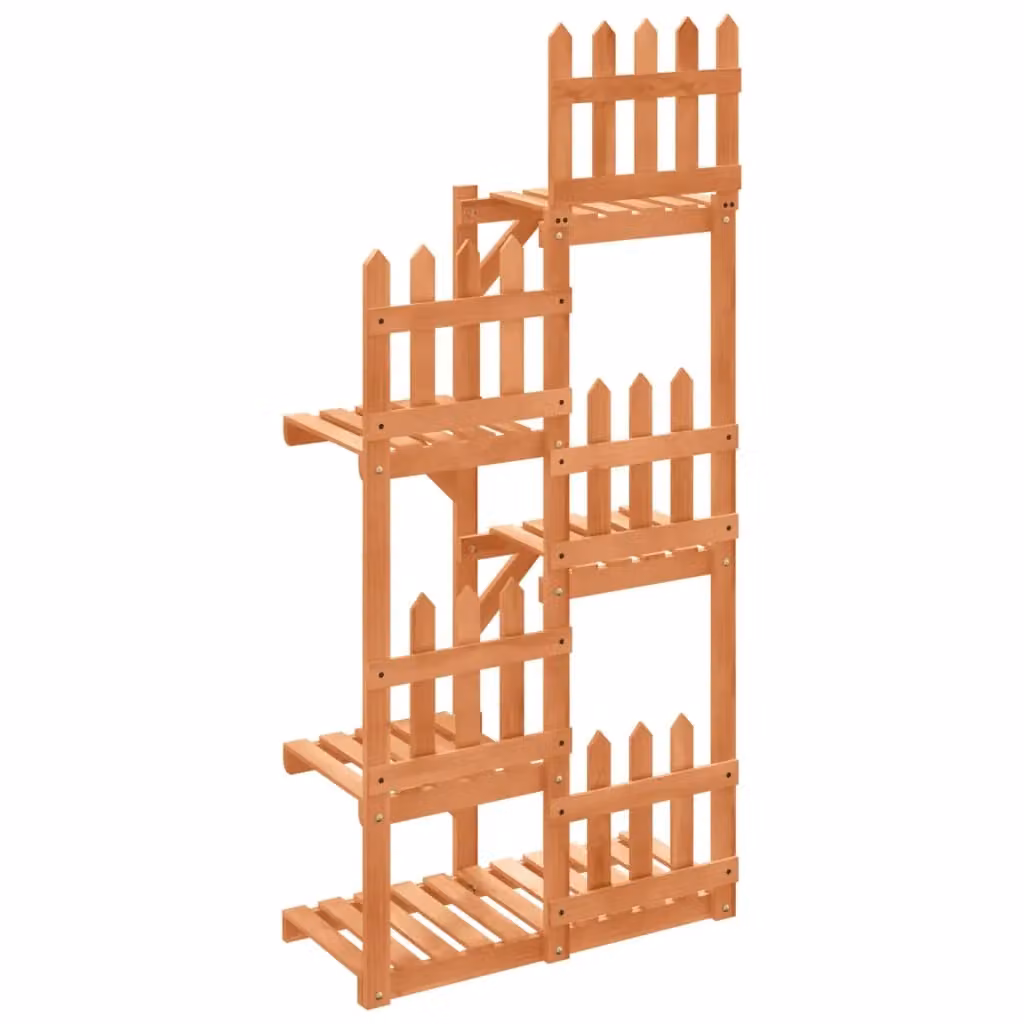 Berkfield Home Retro Solid Wood Fir Flower Stand, Brown, W/D/H: 60 x 25 x 130 cm – 2