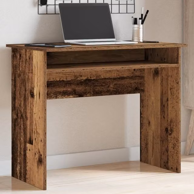 Berkfield Modern Writing Desk in Brown Engineered Wood, W/D/H: 90 x 50 x 74 cm