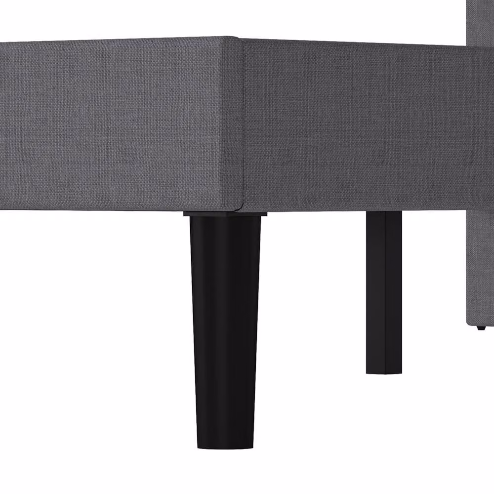 Levede Upholstered Small Double Bed Frame with Foam Headboard in Grey Linen Fabric, W/D/H: 120 x 200 cm – 5