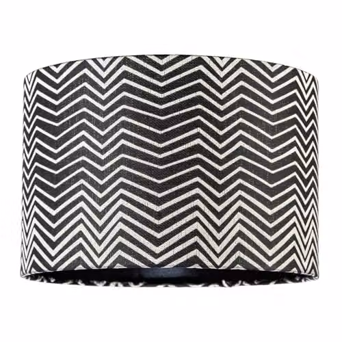 Happy Homewares Scandinavian Style Black and White Chevron Patterned Fabric Cylinder Lamp Shade W/D/H: 30 x 30 x 20 cm