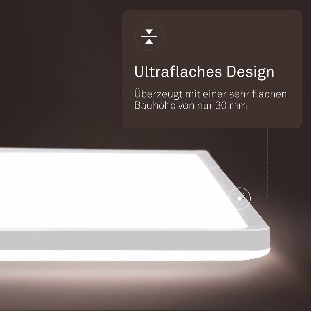 B.K.Licht White LED Slim Panel Ceiling Light, 36W, 4800lm, 4000K Neutral White, IP44 Splash-Proof, W/D/H: 98 x 20 x 3 cm – 3